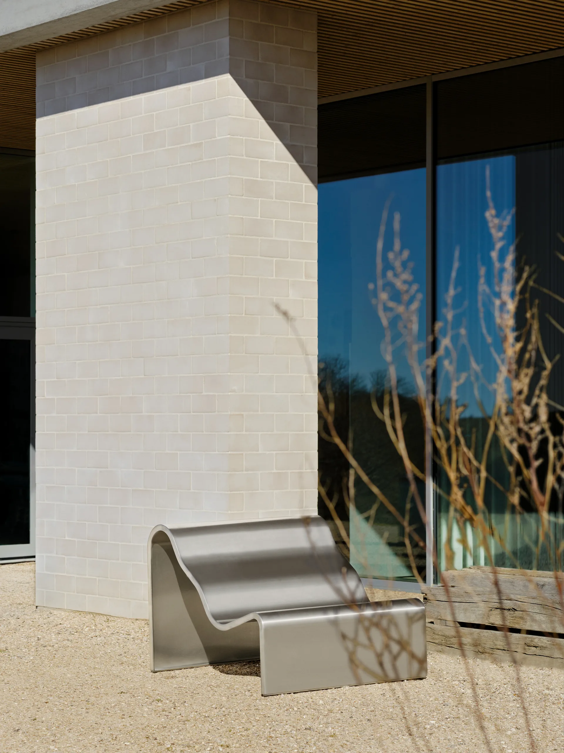 Dream View bank, Geborsteld staal, 100 cm Muuto