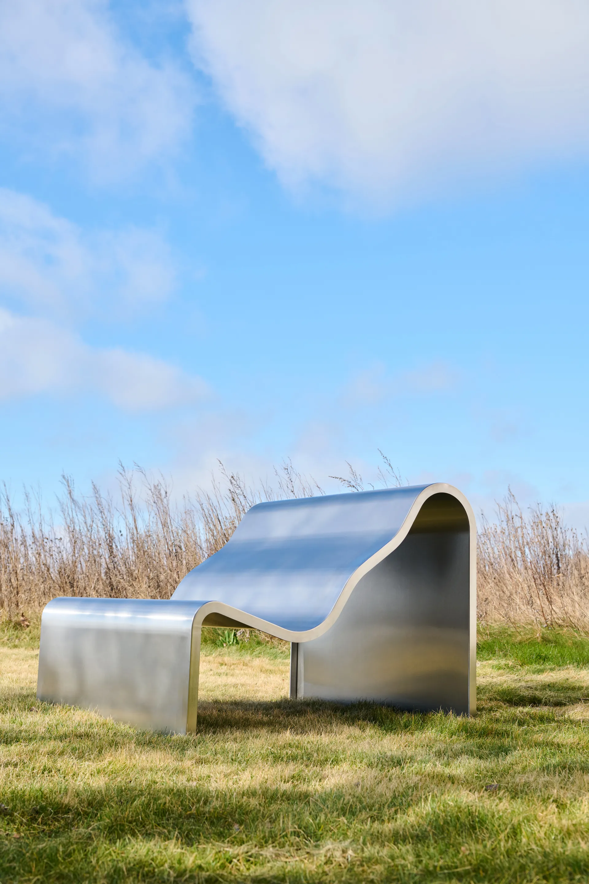 Dream View bank, Geborsteld staal, 100 cm Muuto