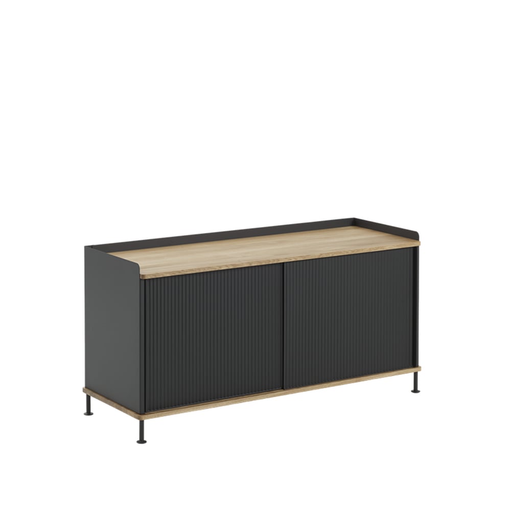 Muuto Enfold Low Sideboard Black-Oak-Metal | Scandinavisch Interieur | Ladekasten & dressoirs | Zwart