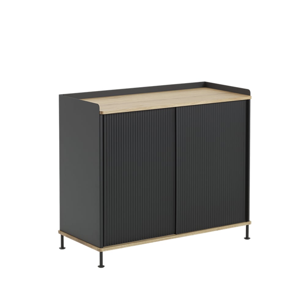 Muuto Enfold Tall Sideboard Black-Oak-Metal | Scandinavisch Interieur | Ladekasten & dressoirs | Zwart