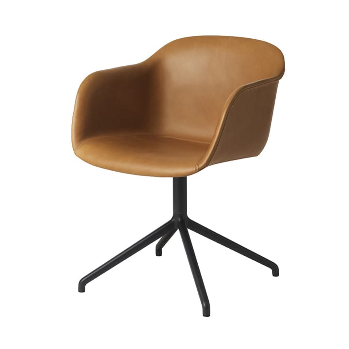 Fiber armchair swivel voet bureaustoel - cognac, zwart onderstel - Muuto