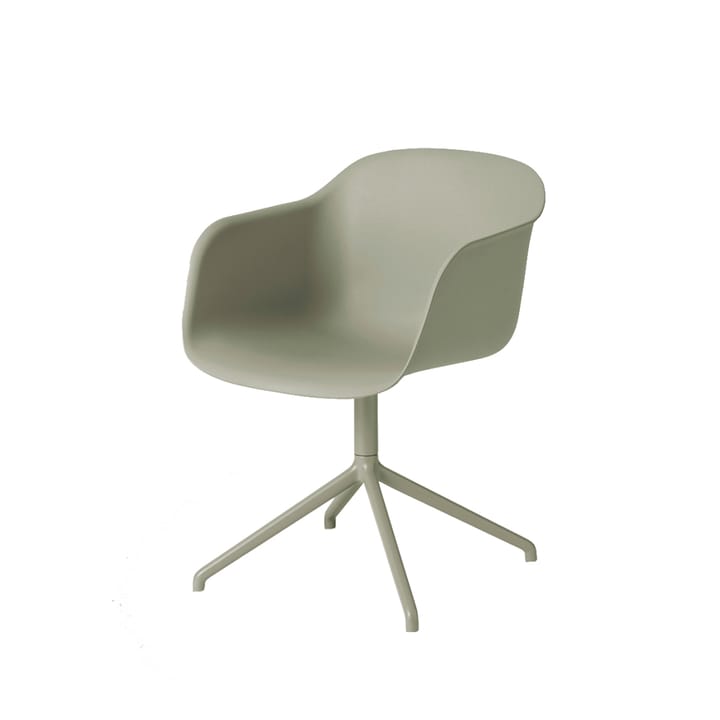 Fiber armchair swivel voet met return bureaustoel - dusty green, groen onderstel - Muuto