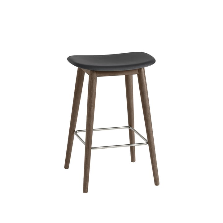 Fiber bar stool 75 cm - black, donkerbruingebeitste poten - Muuto