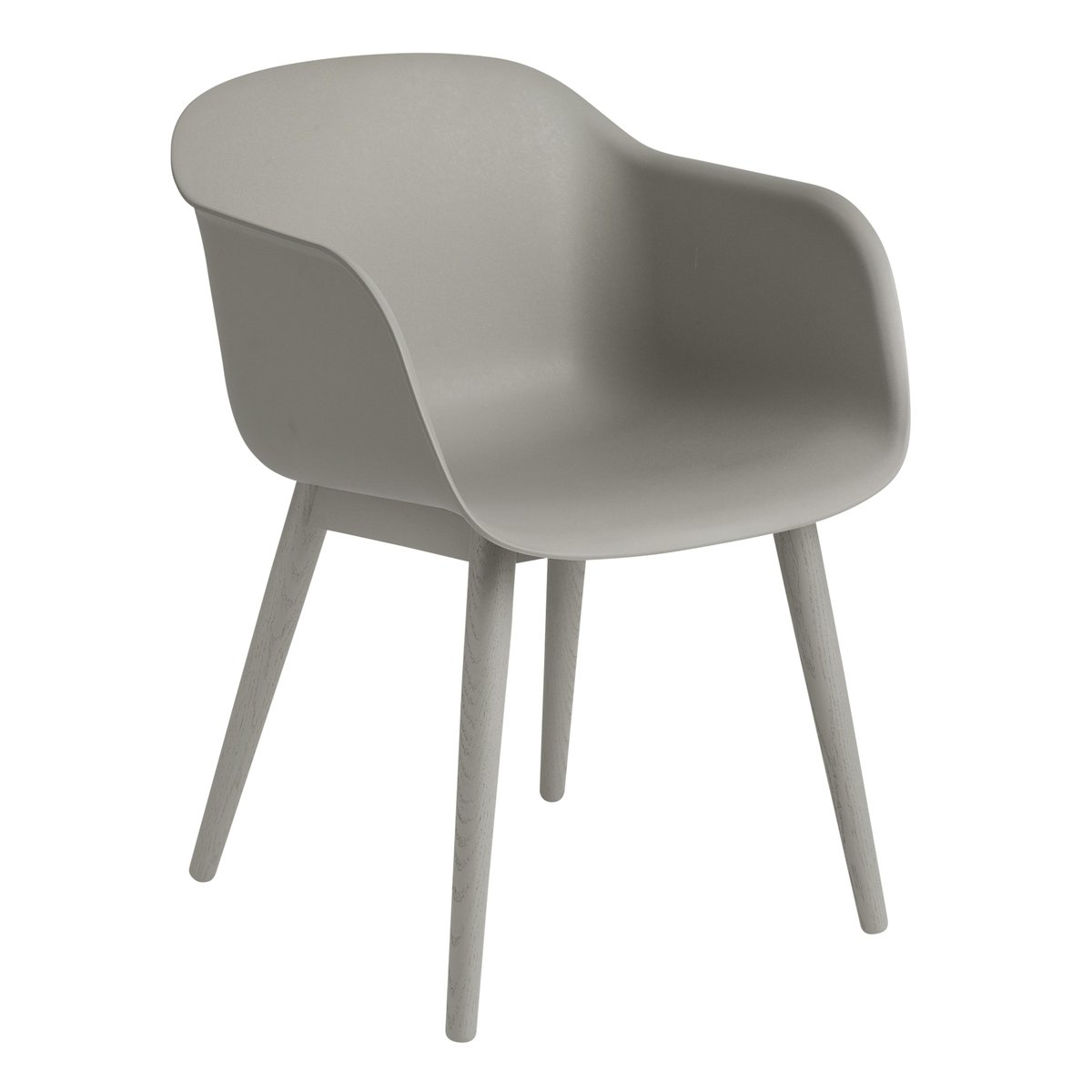 Muuto Fiber Chair stoel met armleuningen en houten poten Grey (kunststof)