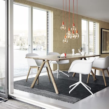 Fiber Chair stoel met armleuningen en houten poten - Natural white-Oak - Muuto