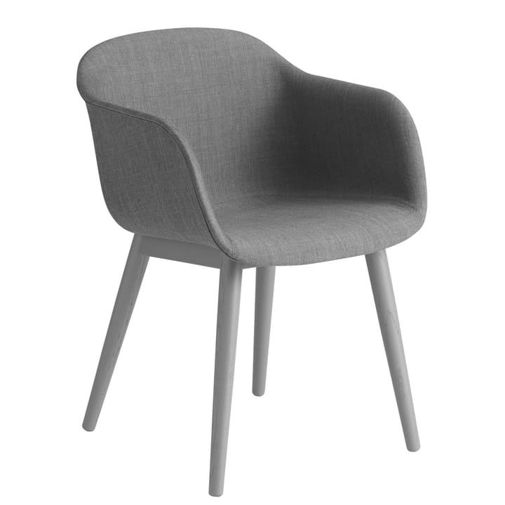 Fiber Chair stoel met armleuningen en houten poten - Remix 133-grey - Muuto