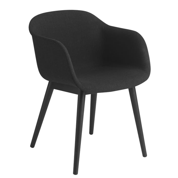 Fiber Chair stoel met armleuningen en houten poten - Remix 183-black - Muuto