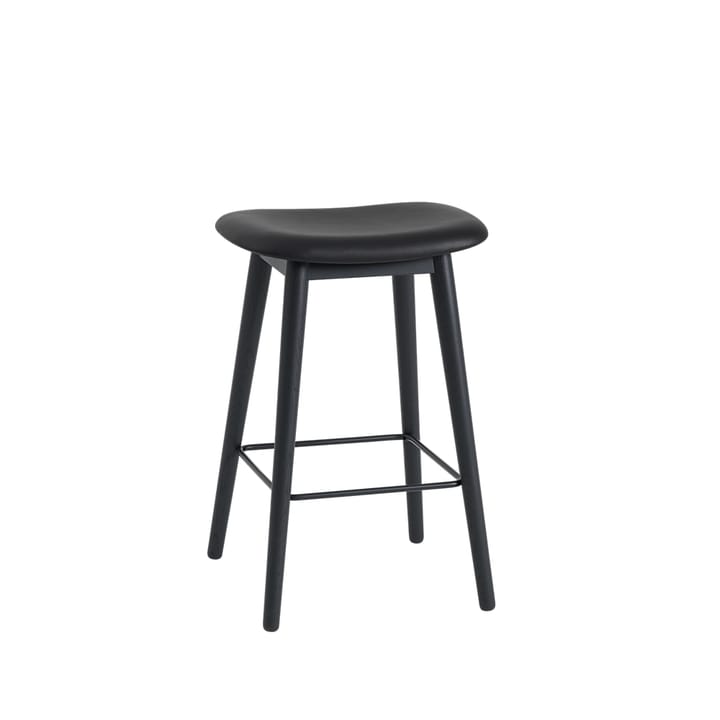 Fiber counter stool 65 cm - leer black, zwarte poten - Muuto