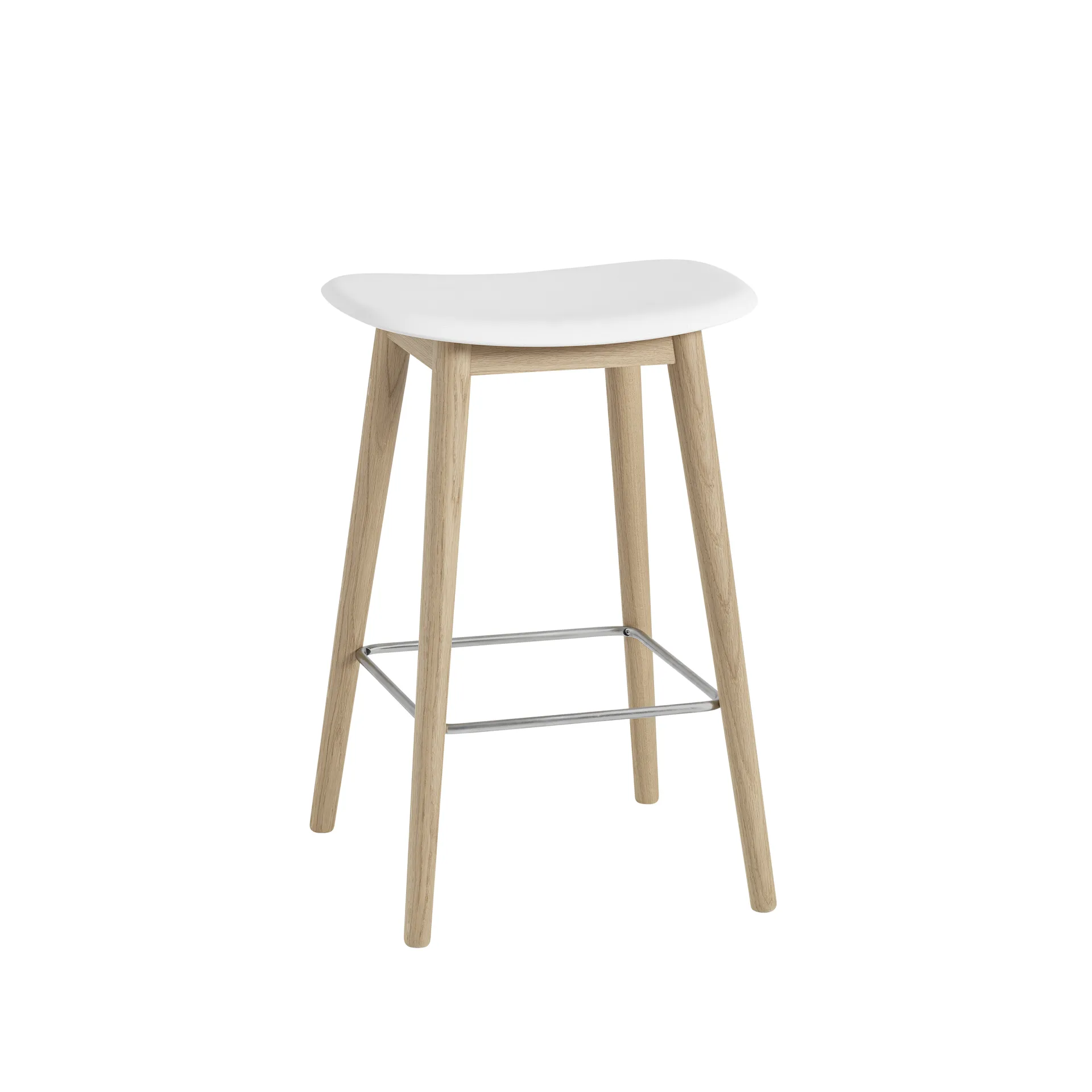 Fiber counter stool 65 cm, white, eikenhouten poten Muuto