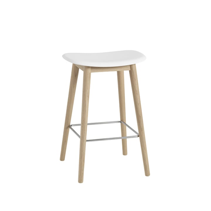 Fiber counter stool 65 cm - white, eikenhouten poten - Muuto