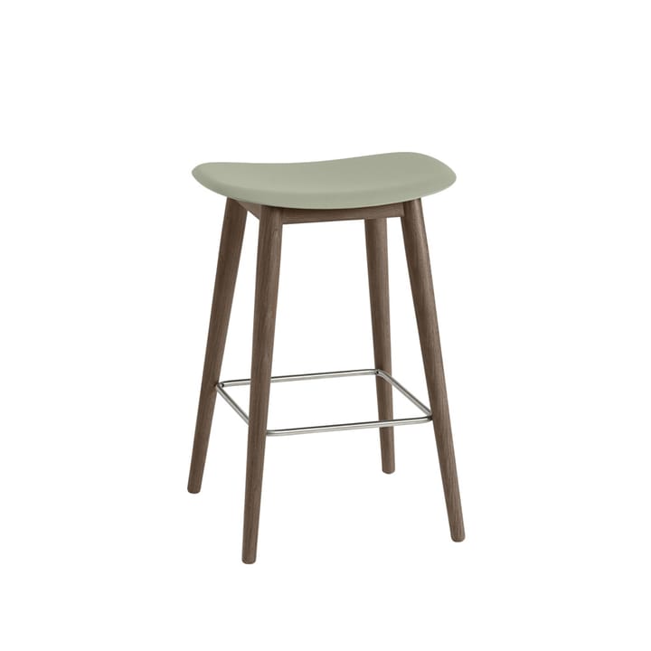 Fiber counter stool 75 cm - dusty green, donkerbruingebeitste poten - Muuto