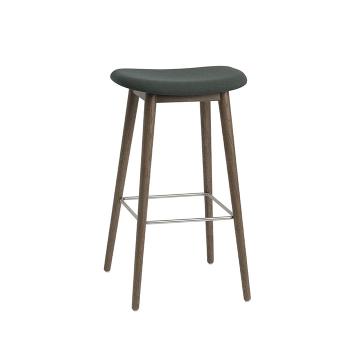 Fiber counter stool 75 cm - stof twill weave 990 dark green, bruingebeitste eikenhouten poten - Muuto