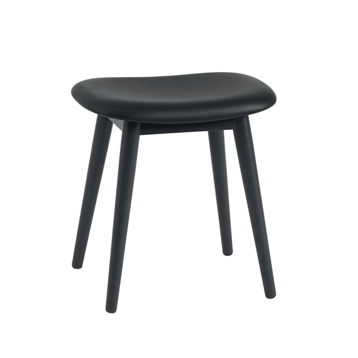 Fiber kruk - leer black, houten poten - Muuto