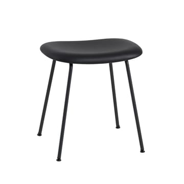 Fiber kruk - leer black, zwart stalen onderstel - Muuto