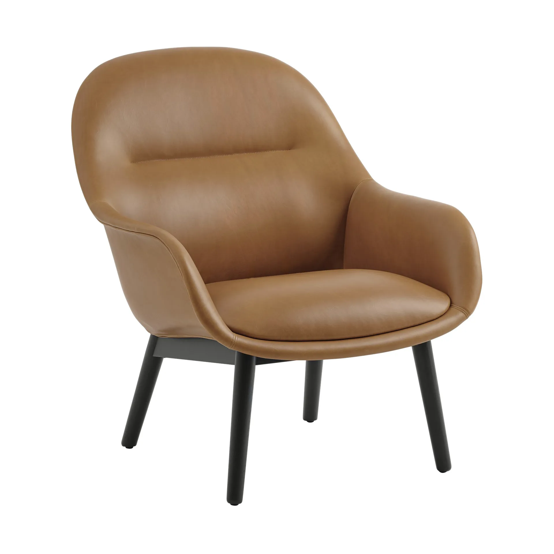 Fiber Lounge fauteuil met eikenhouten poten, Refine leather cognac-black Muuto
