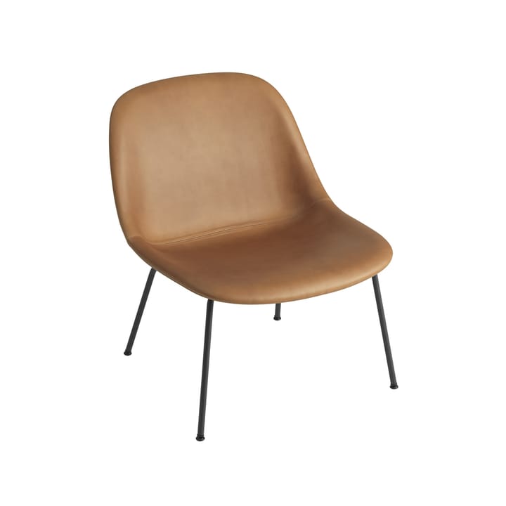 Fiber lounge fauteuil met stalen poten - Refine leather cognac-Black - Muuto