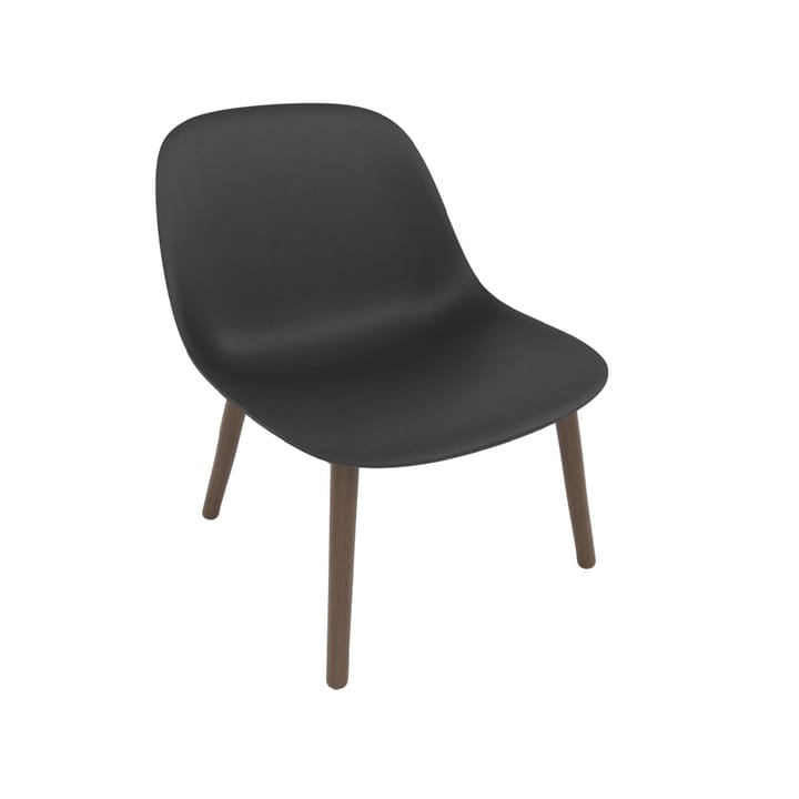 Fiber loungestoel wood base - black, donkerbruingebeitste poten - Muuto