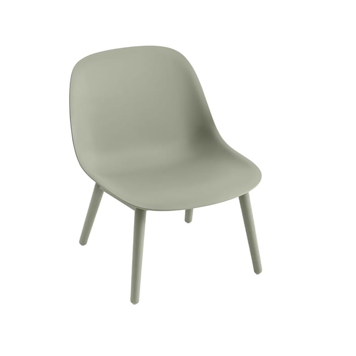 Fiber loungestoel wood base - dusty green, dusty green poten - Muuto