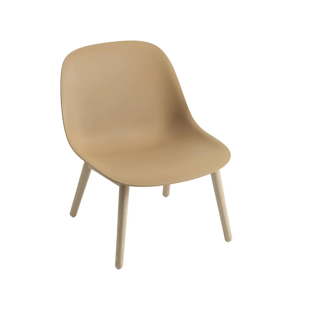Fiber loungestoel wood base, ochre, eikenhouten poten Muuto