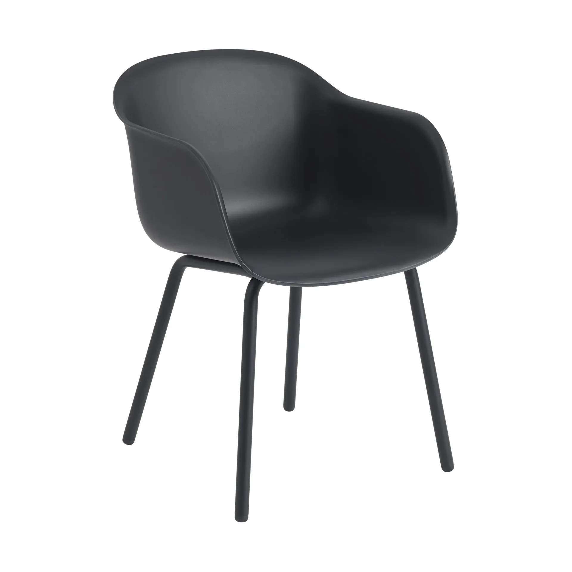 Fiber Outdoor Armchair met stalen poten, Anthracite black (plastic) Muuto