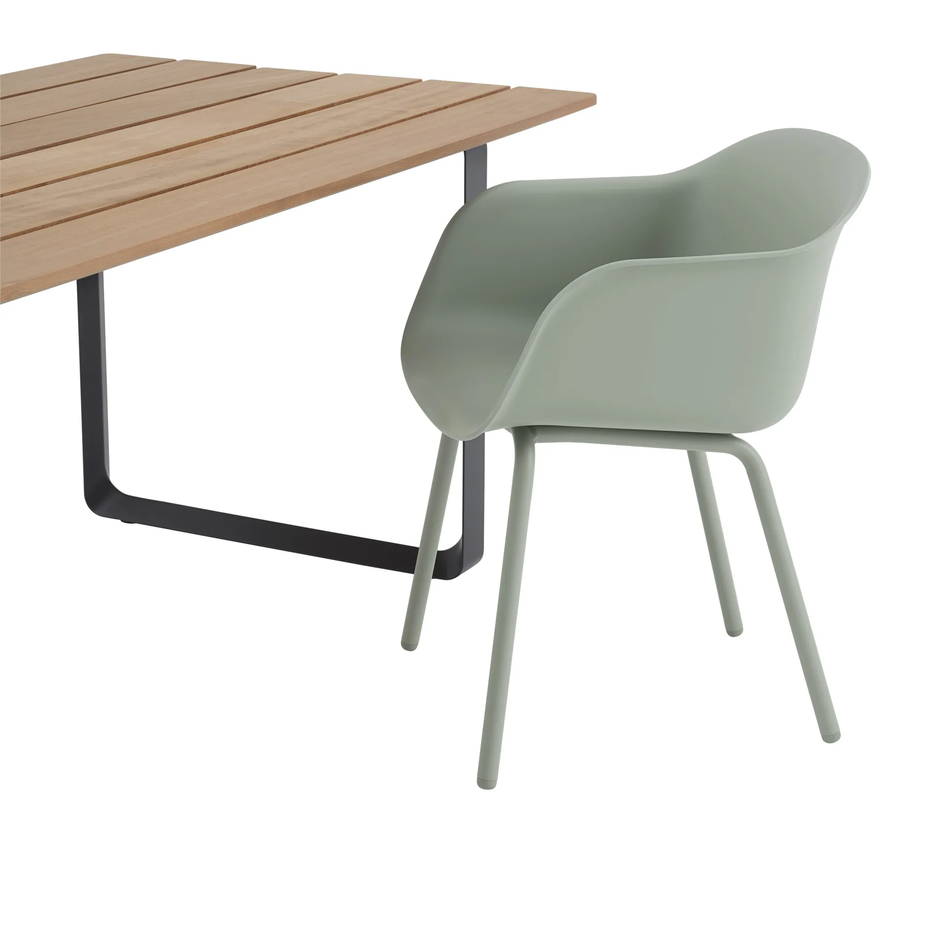 Fiber Outdoor Armchair met stalen poten, Dusty green Muuto