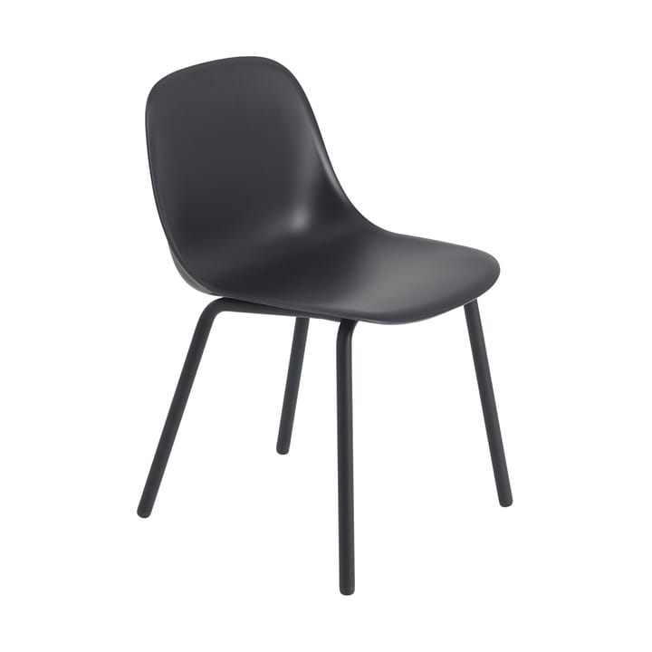 Fiber Outdoor side chair stoel met stalen poten - Anthracite black - Muuto