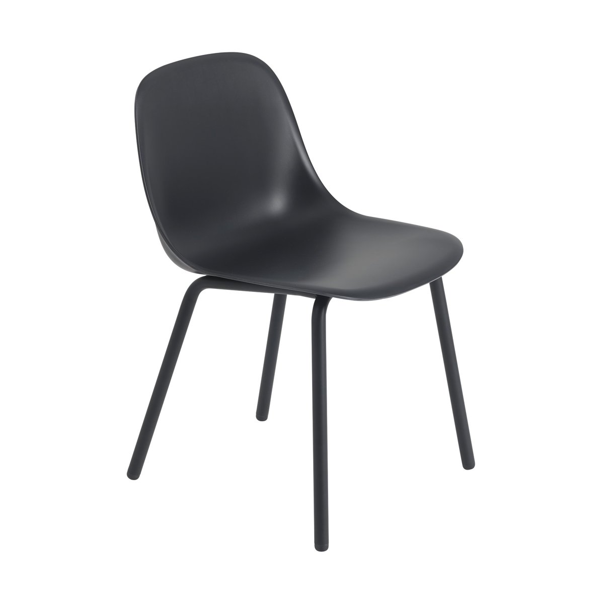 Muuto Fiber Outdoor side chair stoel met stalen poten Anthracite black