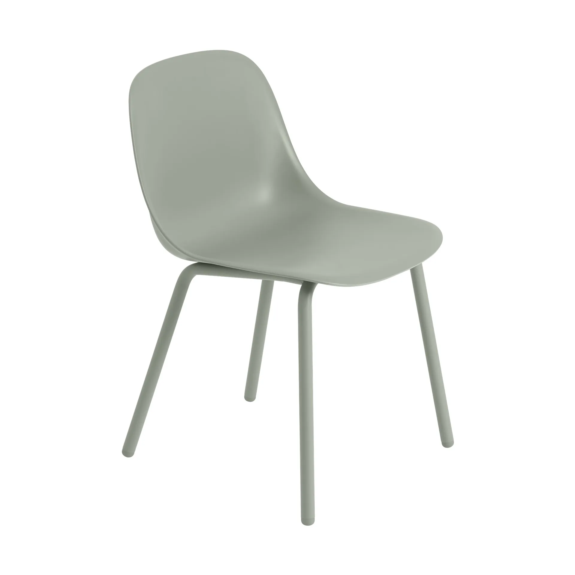 Fiber Outdoor side chair stoel met stalen poten, Dusty green Muuto