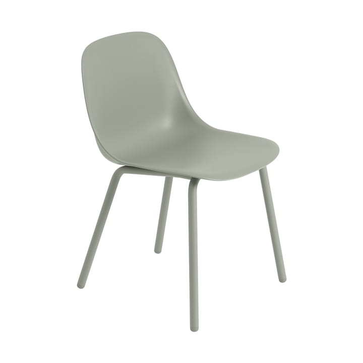 Fiber Outdoor side chair stoel met stalen poten - Dusty green - Muuto