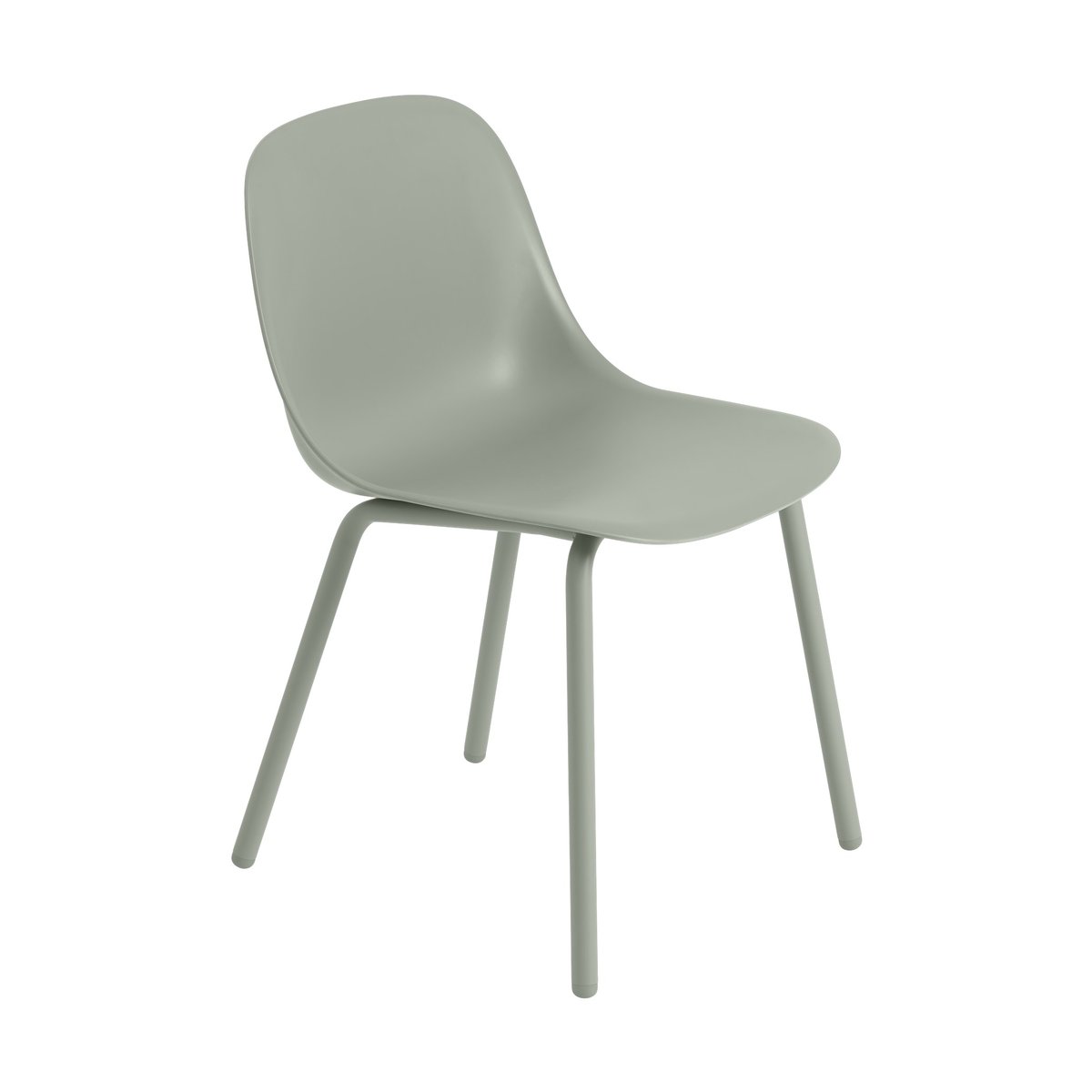 Muuto Fiber Outdoor side chair stoel met stalen poten Dusty green