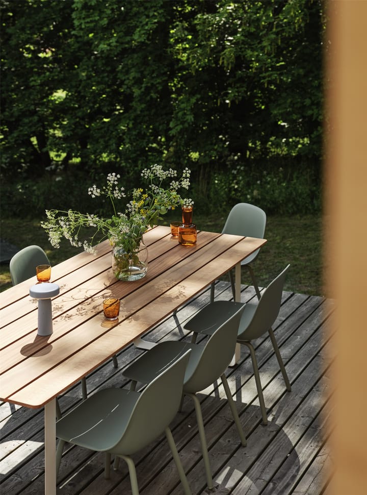 Fiber Outdoor side chair stoel met stalen poten, Dusty green Muuto