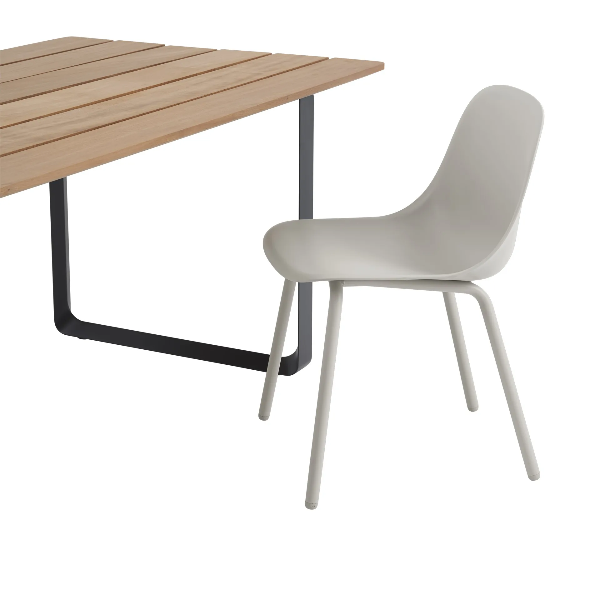 Fiber Outdoor side chair stoel met stalen poten, Grey Muuto