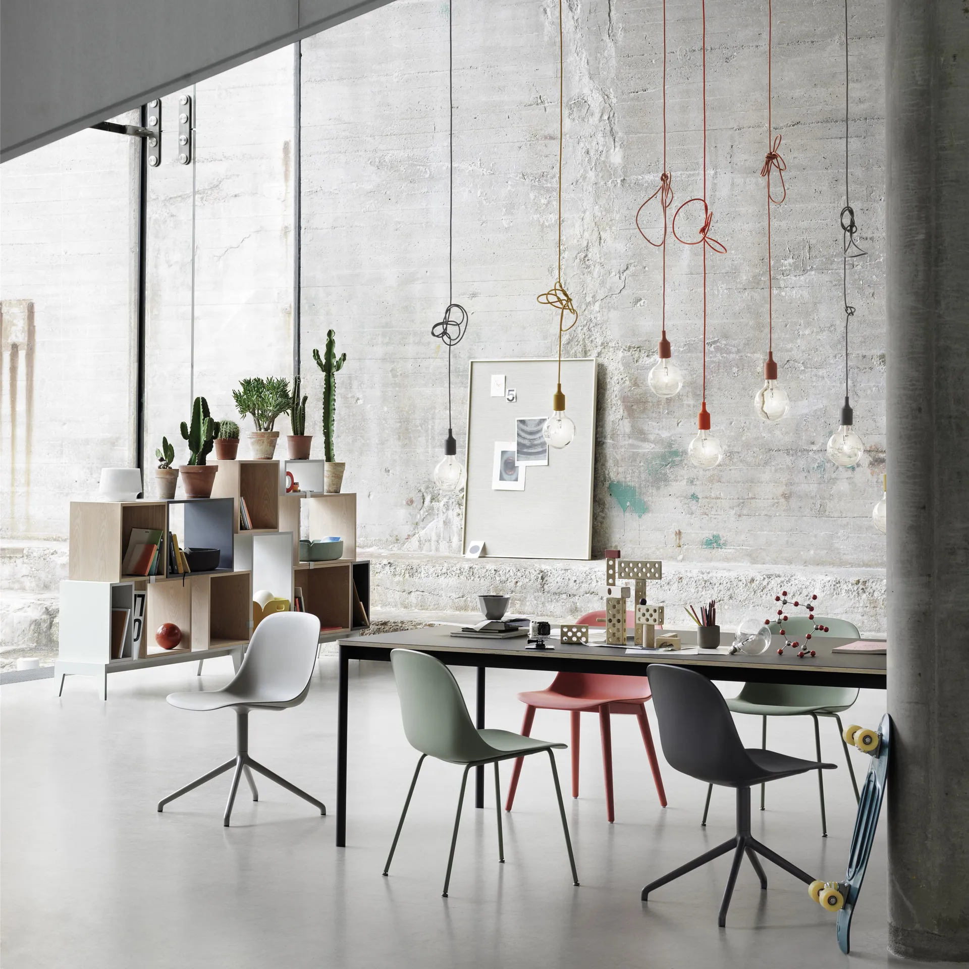 Fiber side chair stoel, Dusty green (kunststof) Muuto