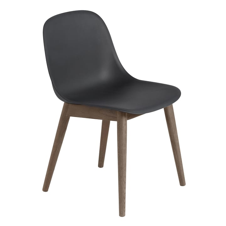 Fiber Side Chair stoel met houten poten - Black-stained dark brown - Muuto