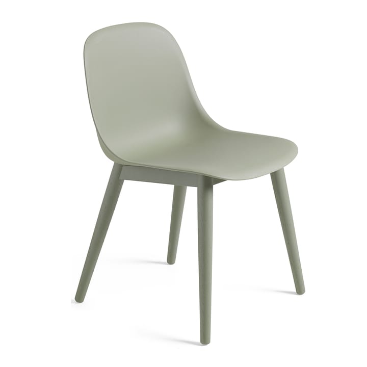 Fiber Side Chair stoel met houten poten - dusty green - Muuto