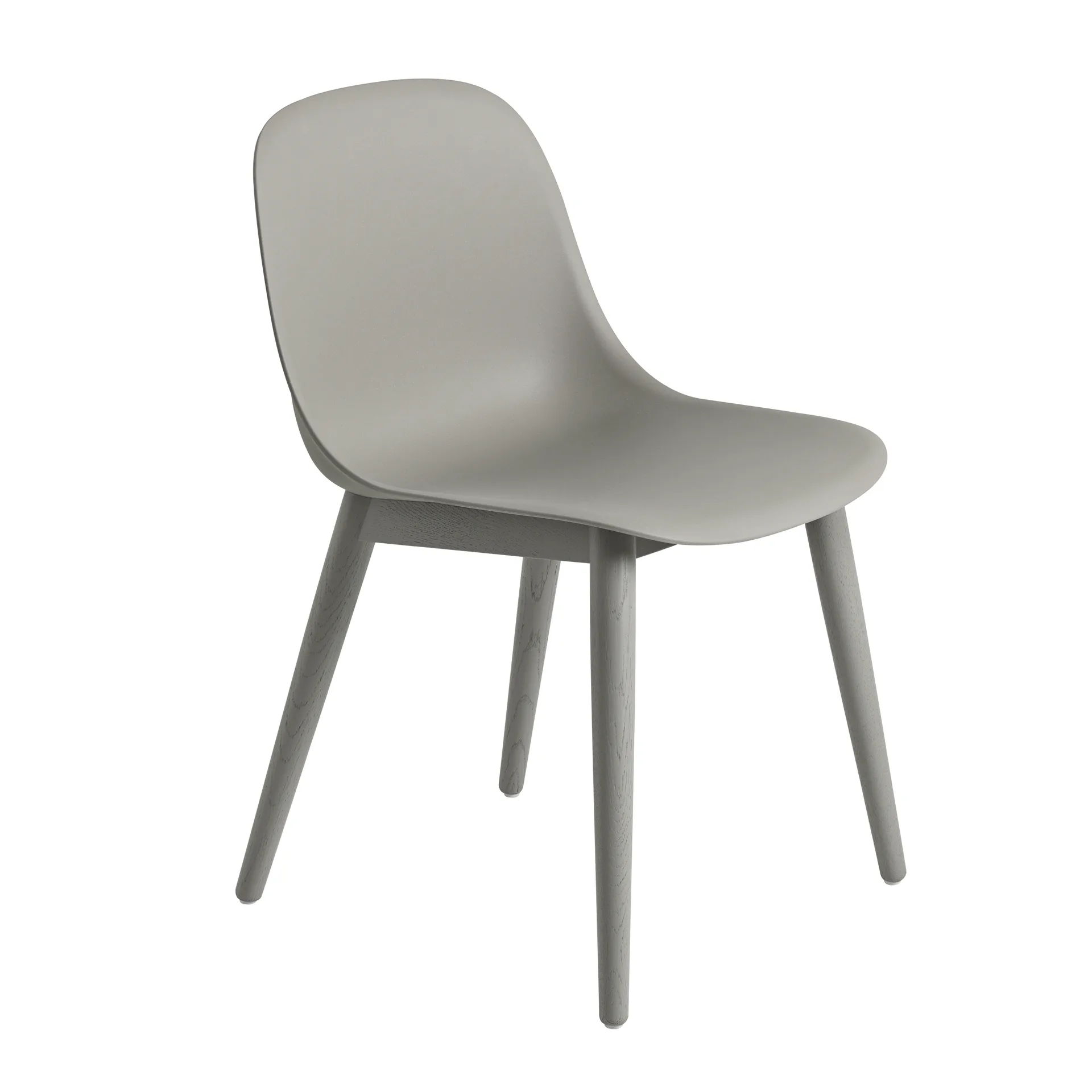 Fiber Side Chair stoel met houten poten, Grey (kunststof) Muuto