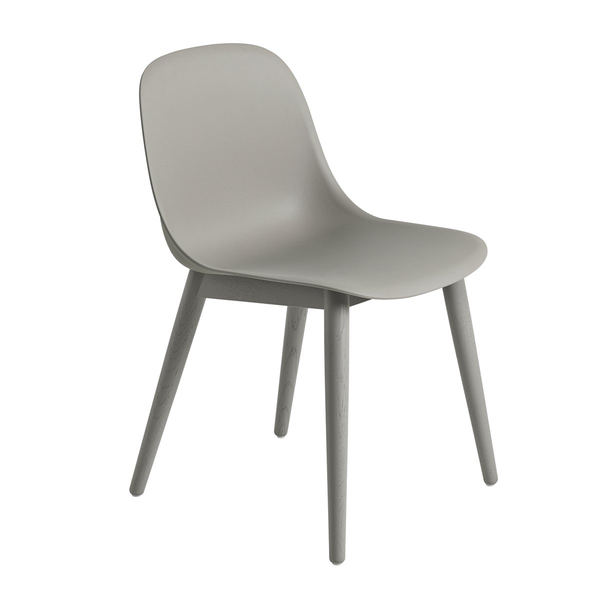 Muuto Fiber Side Chair stoel met houten poten Grey (kunststof)