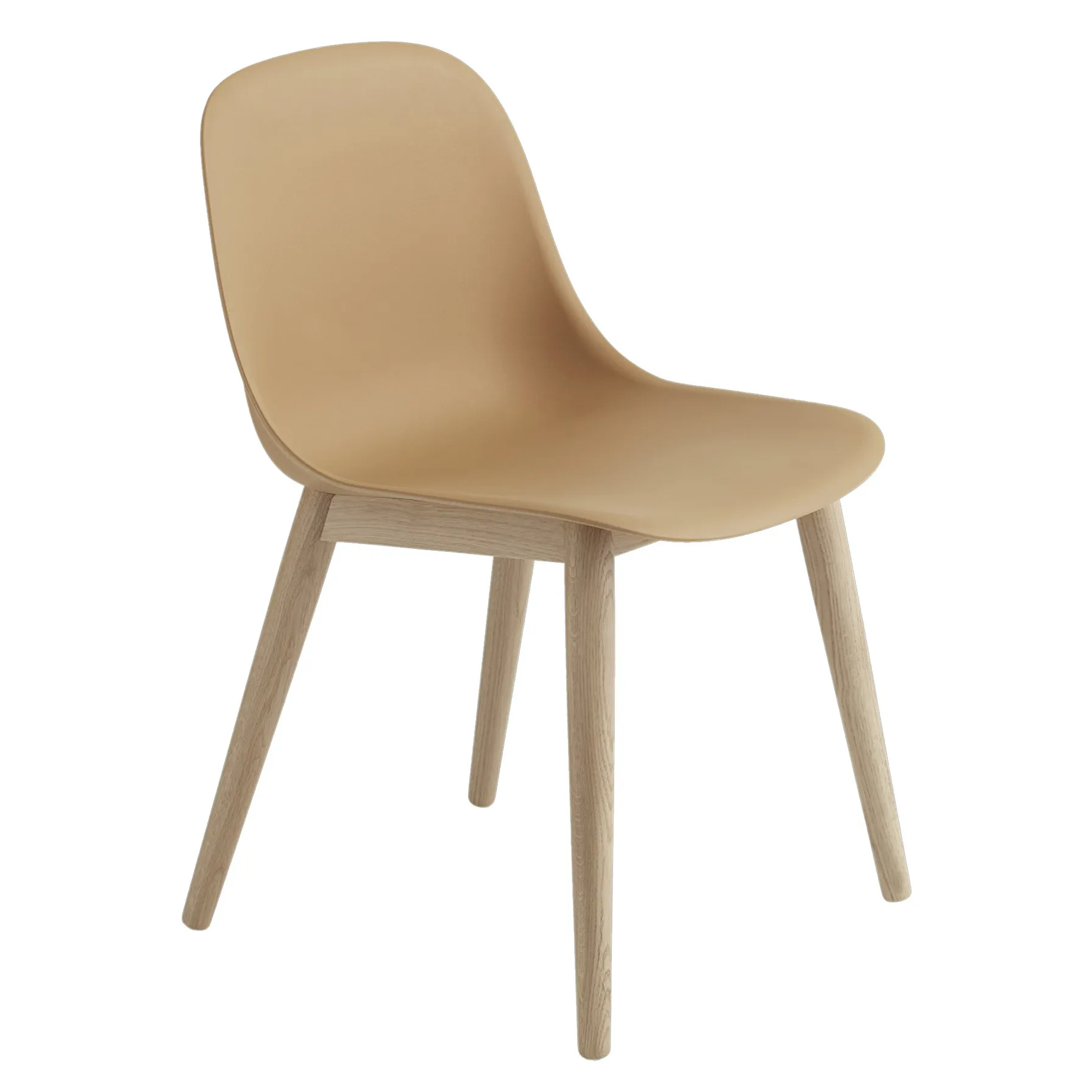 Fiber Side Chair stoel met houten poten, Ochre-oak Muuto