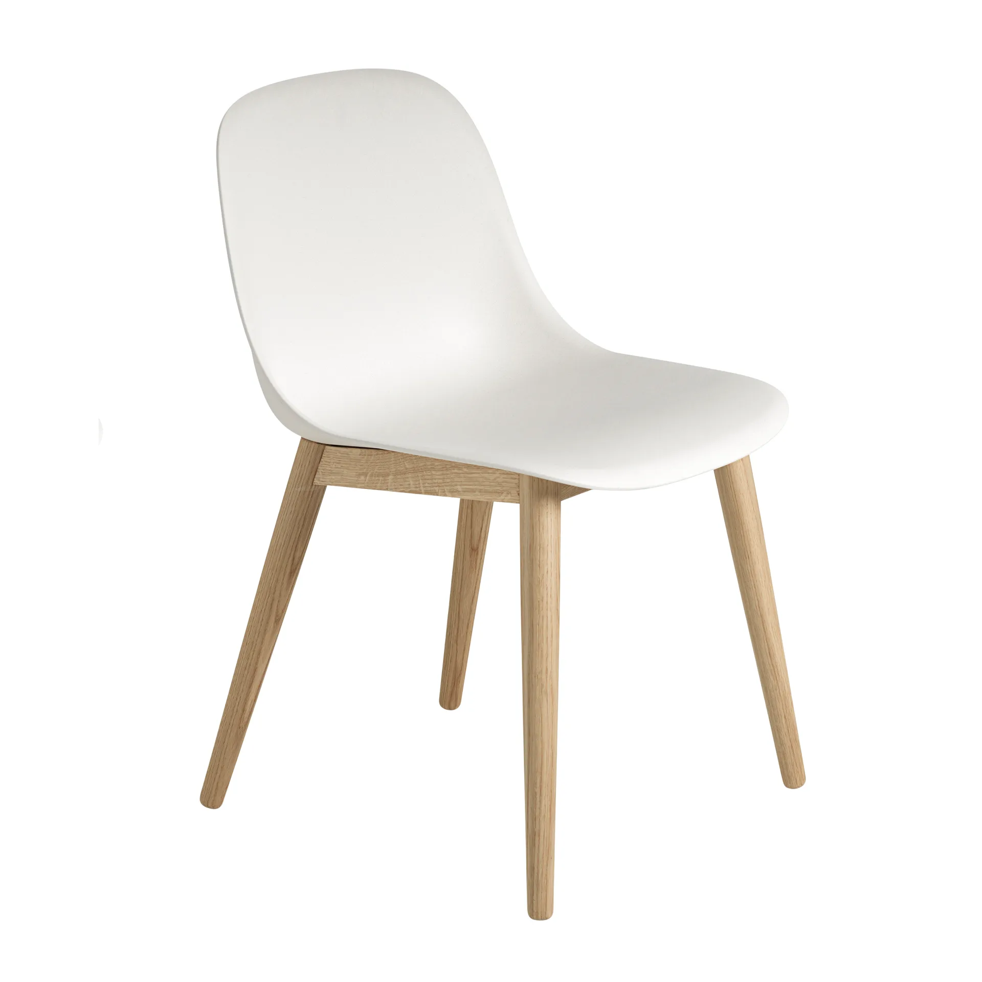 Fiber Side Chair stoel met houten poten, wit-eiken Muuto