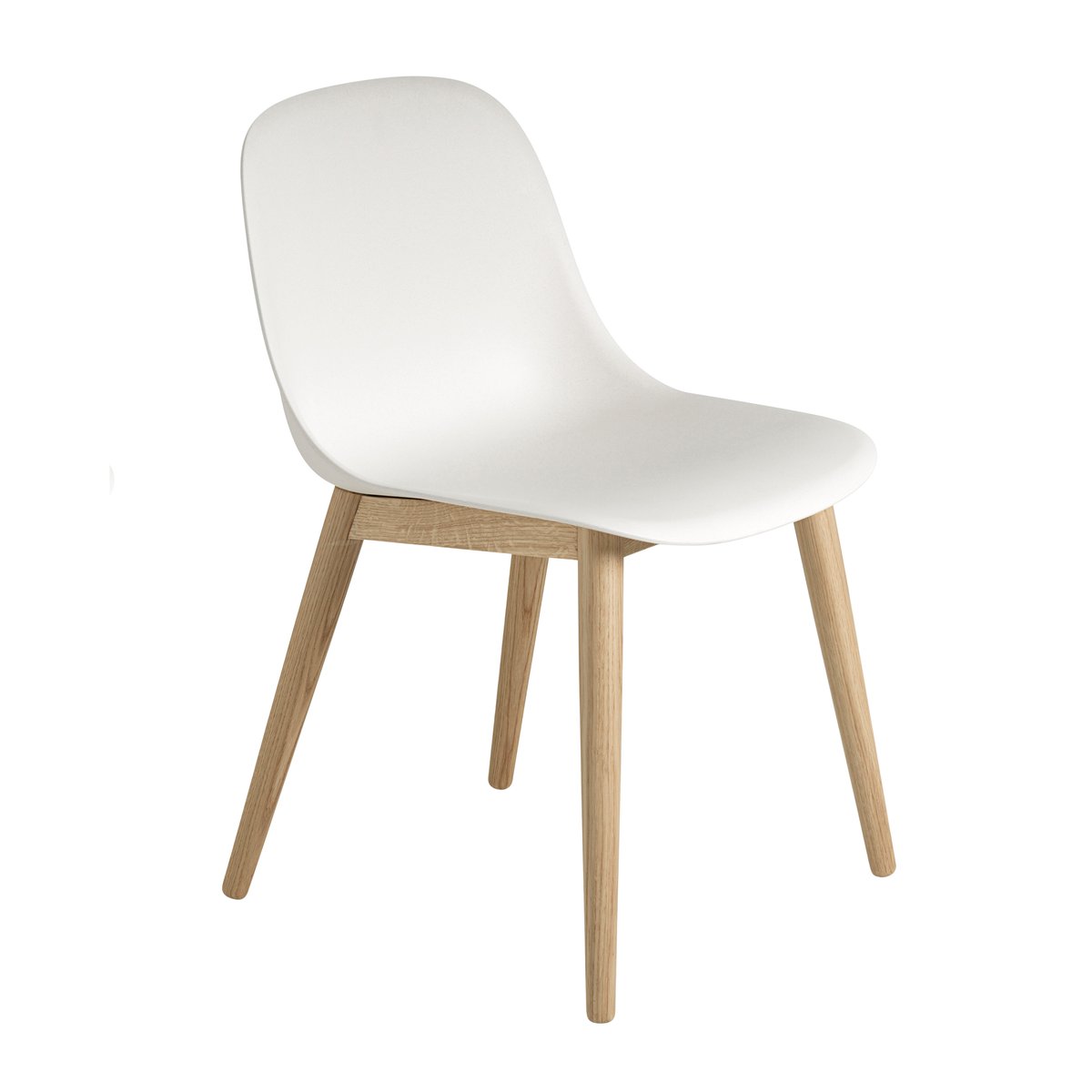 Muuto Fiber Side Chair stoel met houten poten wit-eiken