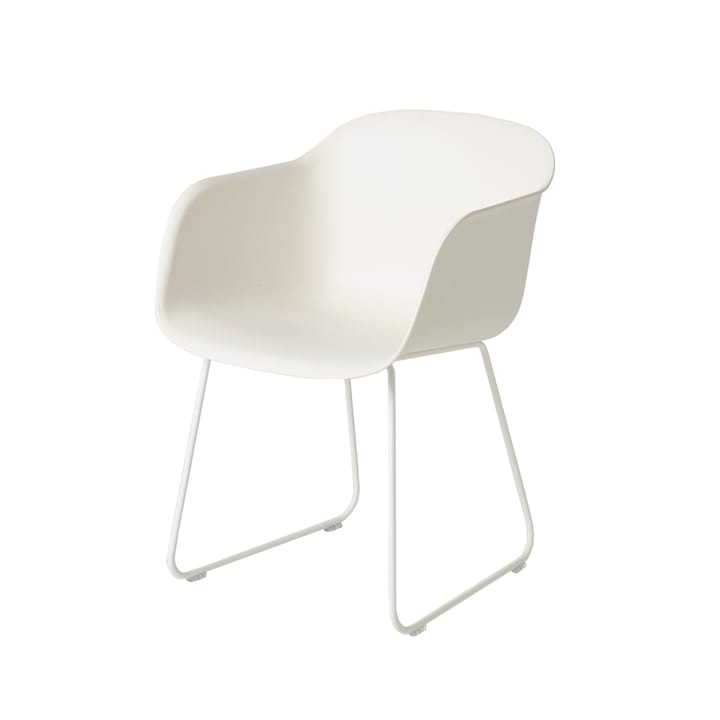 Fiber stoel met armleuningen sled base - natural white, wit onderstel - Muuto