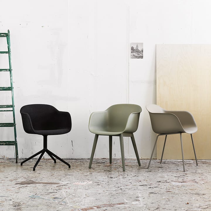 Fiber Stoel met armleuningen tube base, Remix 433-Grey Muuto