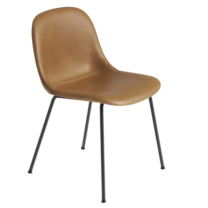 Fiber stoel - Refine leather cognac-Black - Muuto