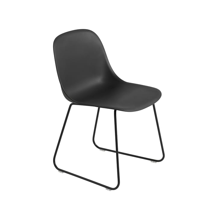 Fiber stoel stalen onderstel kunststof zitting - Black-Anthracite black - Muuto