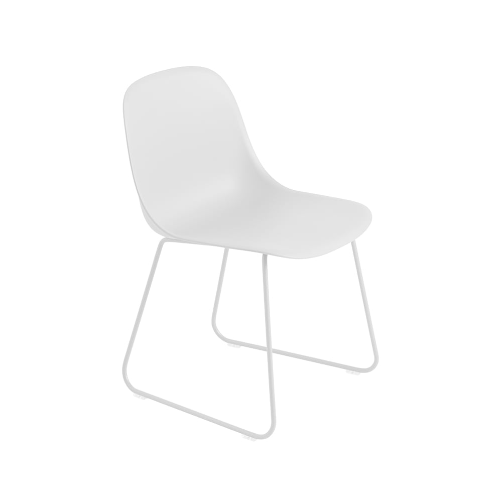 Muuto Fiber stoel stalen onderstel kunststof zitting Natural white-White