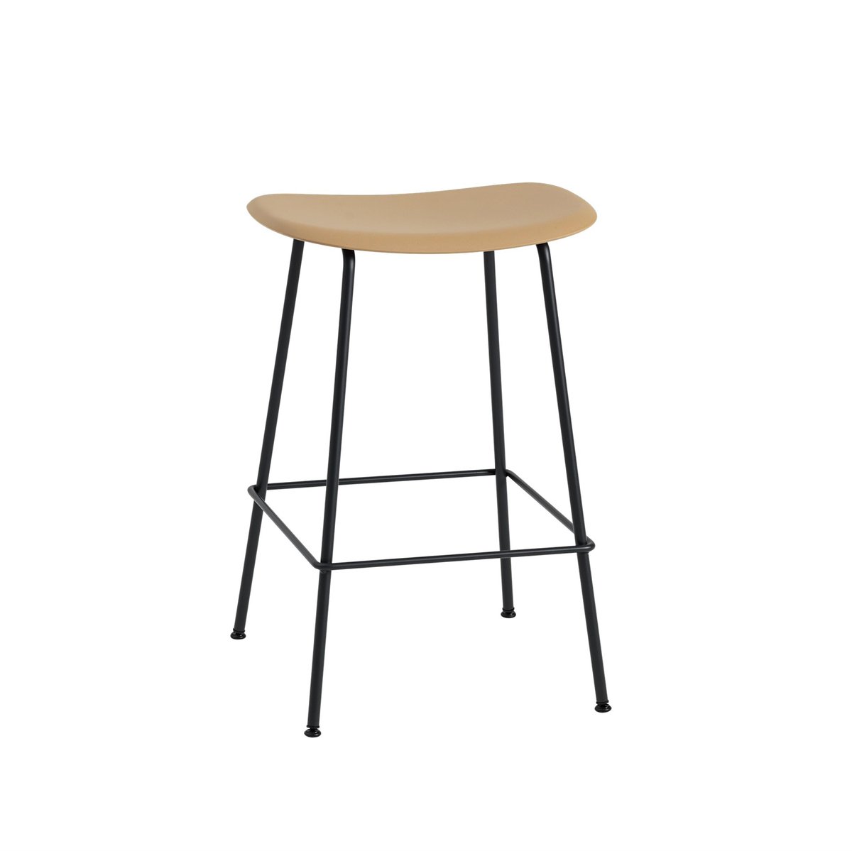 Muuto Fiber Tube barkruk 65 cm. oker-zwart | Scandinavisch Interieur | Barstoelen | Geel