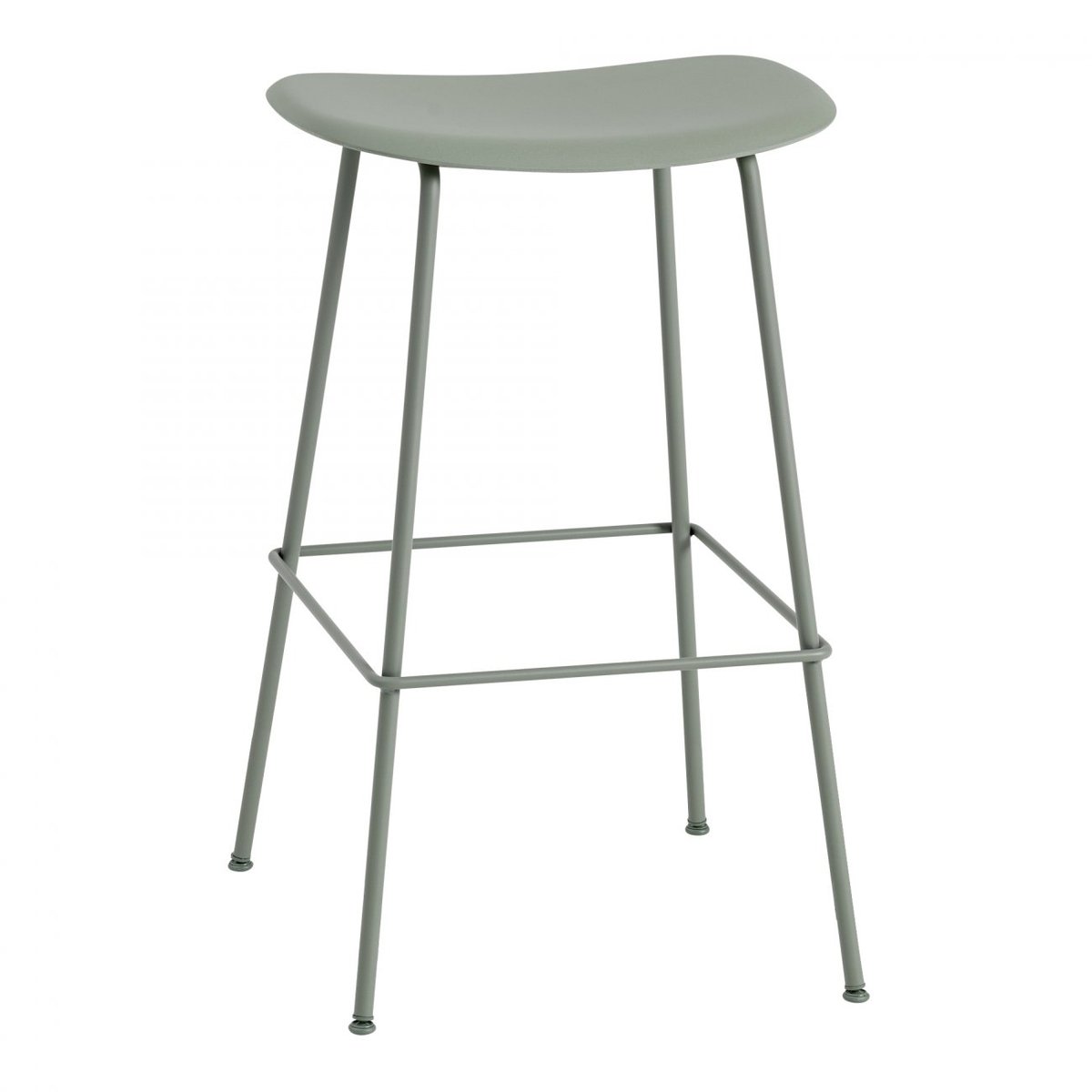 Muuto Fiber Tube barkruk 75 cm. dusty green | Scandinavisch Interieur | Barstoelen | Groen