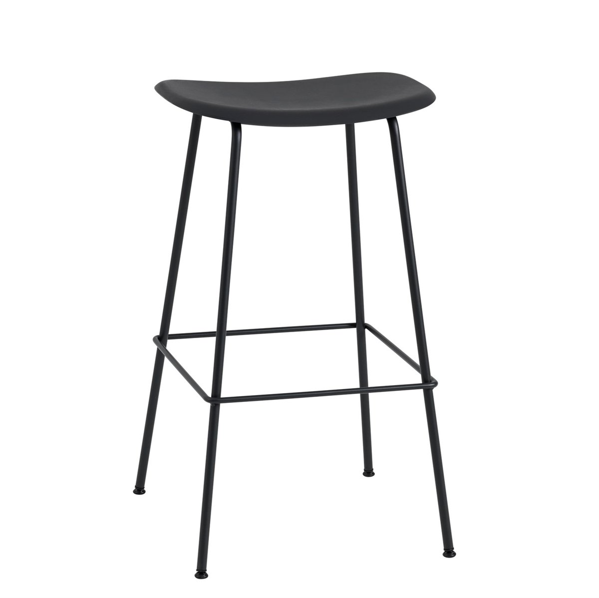 Muuto Fiber Tube barkruk 75 cm. zwart | Scandinavisch Interieur | Barstoelen | Zwart