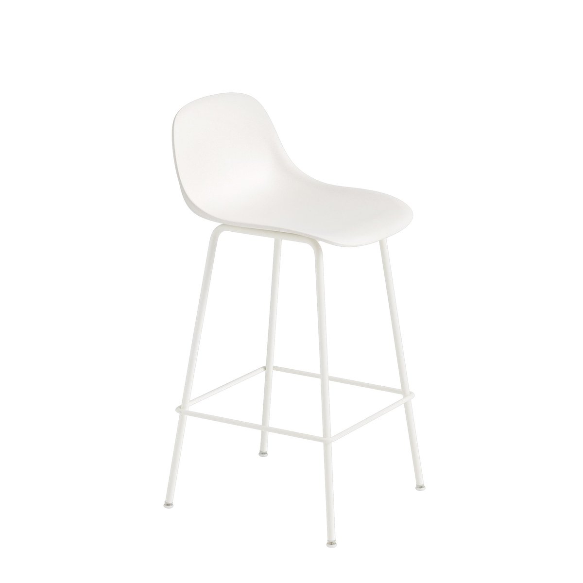 Muuto Fiber Tube barkruk met rugleuning 65 cm. wit | Scandinavisch Interieur | Barstoelen | Wit