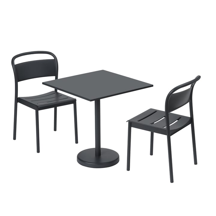 Linear stalen tafel 70x70 cm - Black - Muuto